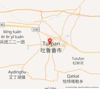 Map of Turpan, Xinjiang