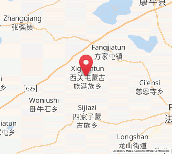 Map of Xiguantun Muguzu Manzuxiang, Liaoning