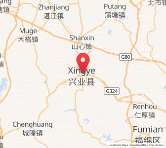 Map of Xingye Xian, Guangxi