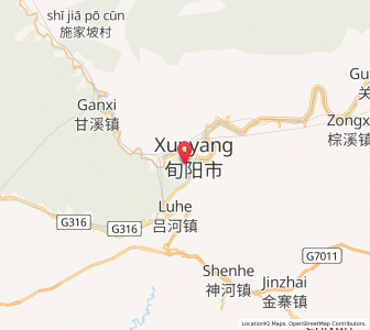 Map of Xunyang, Shaanxi