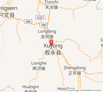 Map of Xuyong, Sichuan