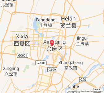 Map of Yinchuan, Ningxia Hui Autonomous Region