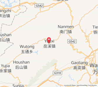 Map of Yuexi, Chongqing