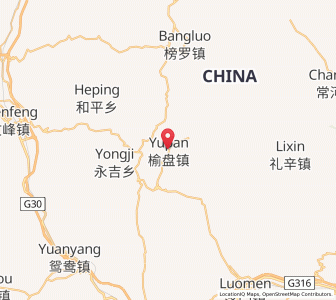 Map of Yupan, Gansu