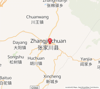 Map of Zhangjiachuan, Gansu