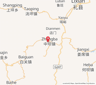 Map of Zhongba, Gansu