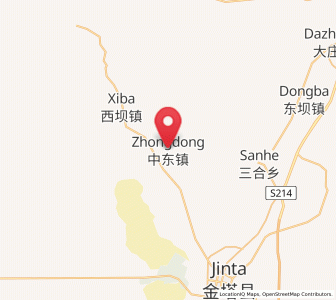 Map of Zhongdong, Gansu