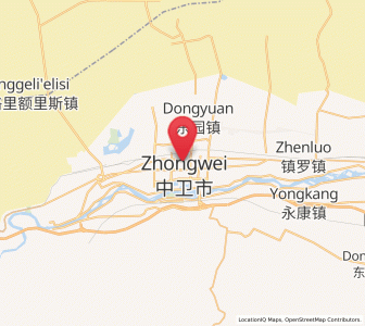 Map of Zhongwei, Ningxia Hui Autonomous Region