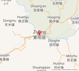 Map of Ziyang Chengguanzhen, Shaanxi