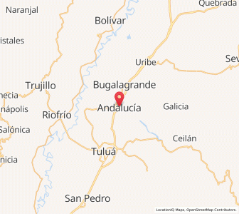 Map of Andalucía, Valle del Cauca