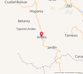 Map of Andes, Antioquia