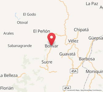 Map of Bolívar, Santander