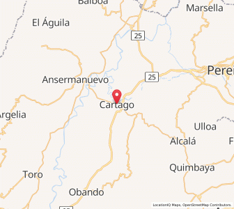 Map of Cartago, Valle del Cauca