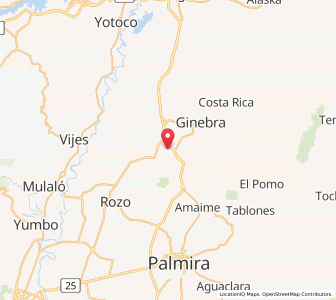 Map of El Cerrito, Valle del Cauca