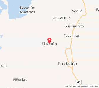 Map of El Retén, Magdalena