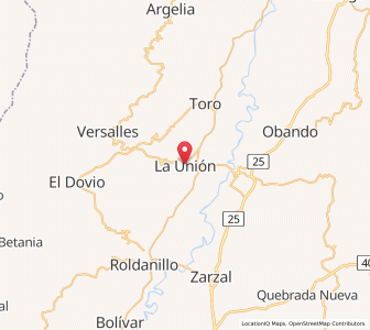 Map of La Unión, Valle del Cauca