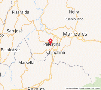 Map of Palestina, Caldas Department