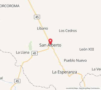 Map of San Alberto, Cesar