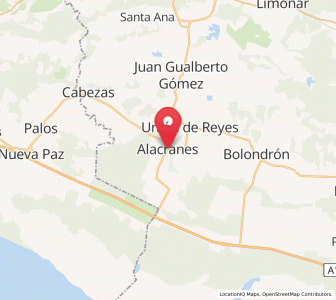 Map of Alacranes, Matanzas Province