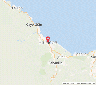 Map of Baracoa, Guantánamo Province