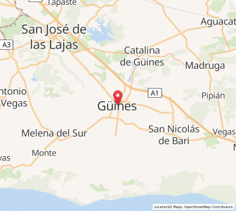 Map of Güines, Mayabeque