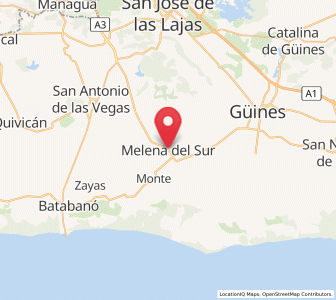 Map of Melena del Sur, Mayabeque