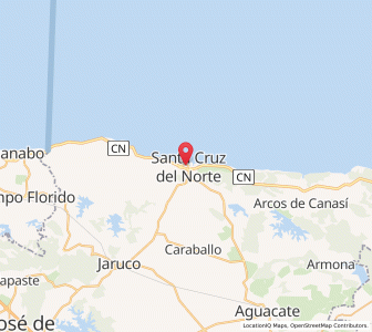 Map of Santa Cruz del Norte, Mayabeque