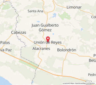 Map of Unión de Reyes, Matanzas Province