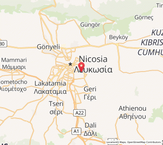 Map of Aglantziá, Nicosia