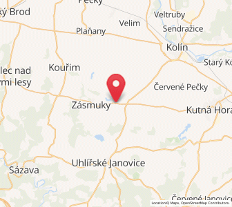 Map of Bečváry, Central Bohemia