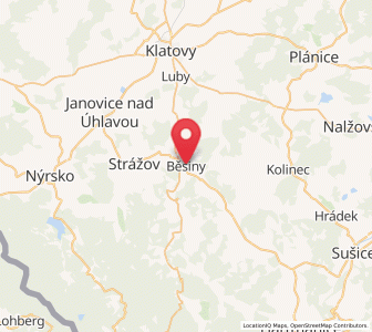 Map of Běšiny, Plzeň Region