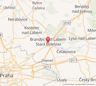Map of Brandýs nad Labem-Stará Boleslav, Central Bohemia