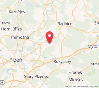 Map of Bušovice, Plzeň Region
