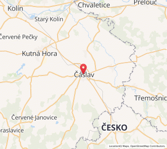 Map of Čáslav, Central Bohemia