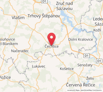 Map of Čechtice, Central Bohemia