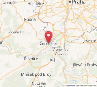 Map of Černošice, Central Bohemia