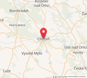 Map of Choceň, Pardubický