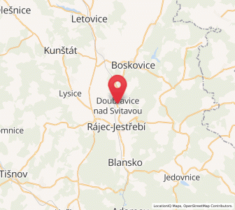 Map of Doubravice nad Svitavou, South Moravian