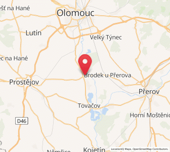 Map of Dub nad Moravou, Olomoucký