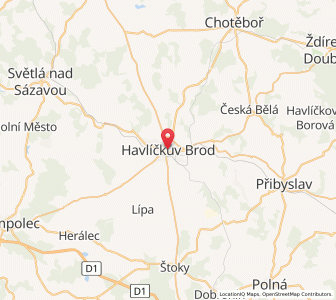Map of Havlíčkův Brod, Vysočina