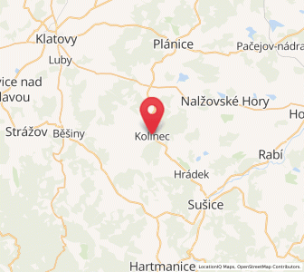 Map of Kolinec, Plzeň Region