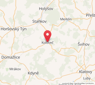 Map of Koloveč, Plzeň Region