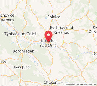 Map of Kostelec nad Orlicí, Královéhradecký kraj