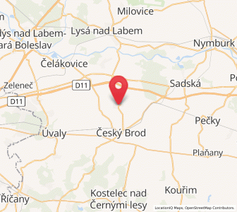 Map of Kounice, Central Bohemia