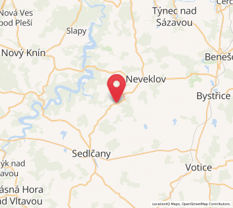 Map of Křečovice, Central Bohemia