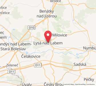 Map of Lysá nad Labem, Central Bohemia