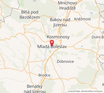 Map of Mladá Boleslav, Central Bohemia
