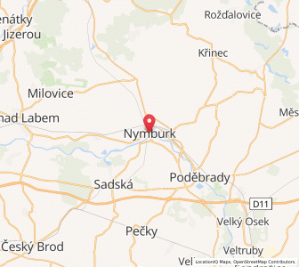 Map of Nymburk, Central Bohemia