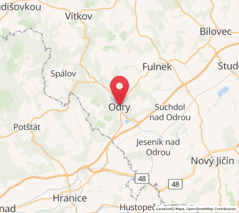 Map of Odry, Moravskoslezský