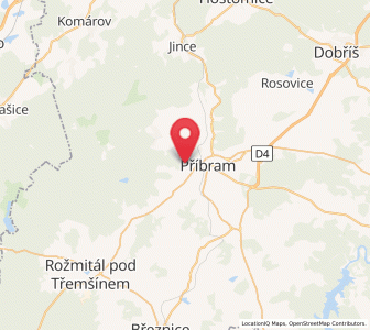 Map of Podlesí, Central Bohemia
